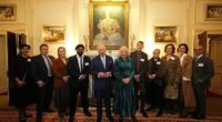 Queen Camilla celebrated unsung reading heroes at a literary reception with stars Reeta Chakrabarti, Tan Twan Eng, Sir Ben Okri, Lee Child, Selina Cadell, Sigourney Weaver, Felicity Blunt and Stanley Tucci