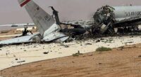 An image appears to show a US Air Force E-3G Sentry aircraft sitting in ruins at Prince Sultan Air Base in Saudi Arabia after an Iranian missile and drone strike