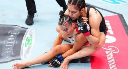 Alexa Grasso secures a rear chokehold against Maycee Barber, who already appeared KO'd