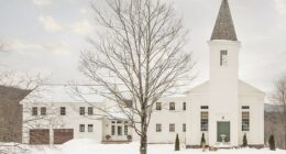 The converted church sits on more than 30 acres in the foothills of the Catskill Mountains in upstate New York