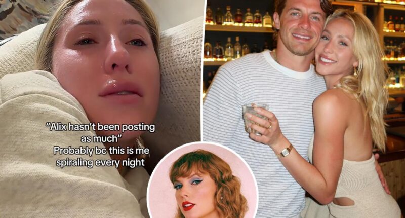 Alix Earle sobs over Taylor Swift song after seeing ex Braxton Berrios for first time since their breakup