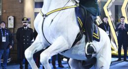 Andrea Bocelli stole the spotlight at the Sanremo Italian Song Festival as he made a majestic entrance on a horseback on Sunday