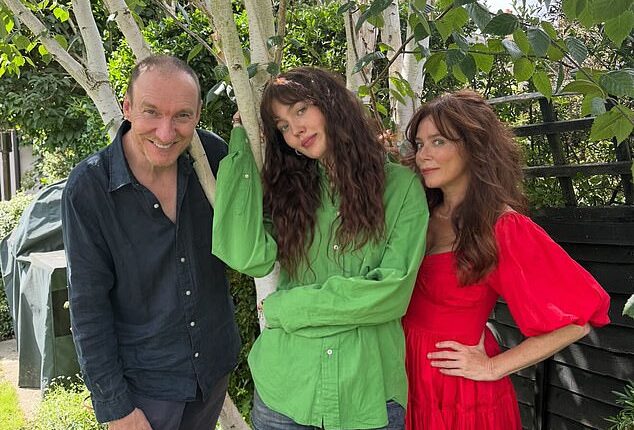 Anna Friel has revealed how she plans to celebrate her milestone 50th birthday this year - with a lavish joint party alongside her daughter Gracie (pictured with her ex David Thewlis and their daughter Gracie)