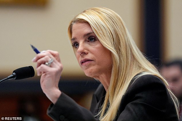 Attorney General Pam Bondi testifies before a House Judiciary Committee hearing on oversight of the Justice Department, on Capitol Hill in Washington, DC, February 11