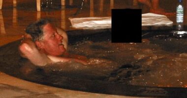 A photograph released in December by the Department of Justice shows Bill Clinton reclining in a hot tub beside a woman whose face was redacted