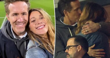 Blake Lively and Ryan Reynolds kiss at Wrexham game