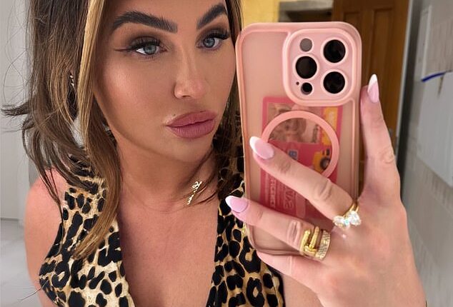 Braless Lauren Goodger pulled out all the stops in a racy leopard print top as she dressed up for night two of her family holiday with ex Charles Drury in Instagram snaps on Thursday