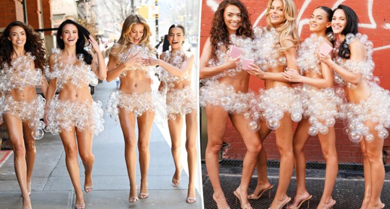 Brooks Nader and sisters wear bubble outfits for NYC campaign shoot
