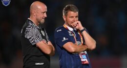 Cameron Toshack, son of John, (left) who is No 2 to Mark Jackson at the Thai club Buriram United
