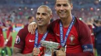Cristiano Ronaldo celebrating Portugal's Euro 2016 triumph with Ricardo Quaresma