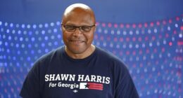 Shawn Harris, a Democratic candidate, poses for a portrait in his elections office on Election Day while running for Congressional district 14, on March 10, 2026 in Rome, Georgia