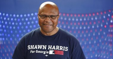 Shawn Harris, a Democratic candidate, poses for a portrait in his elections office on Election Day while running for Congressional district 14, on March 10, 2026 in Rome, Georgia
