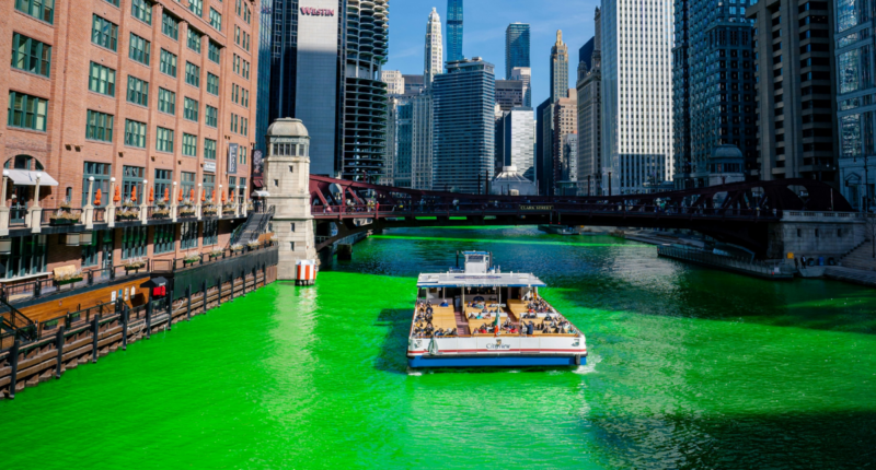 St. Patrick's Day Chicago River died green