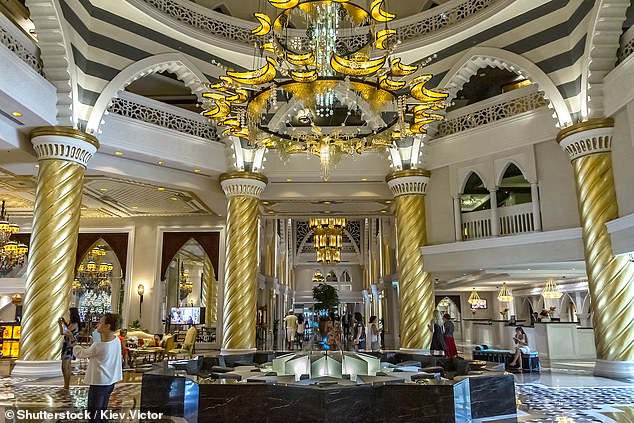 Sheikh Mohammed's war bunker: Zabeel Palace, where Dubai's rulers - the Al Maktoum family - live is said to have several safe rooms and its own separate power supply which could keep them safe for weeks (Pictured: a public room at Zabeel Palace)