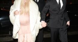 Ellie Goulding has revealed her newborn daughter’s sweet name in a formal birth announcement in The Times on Wednesday (pictured with partner Beau Minniear in February)