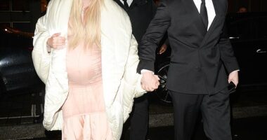 Ellie Goulding has revealed her newborn daughter’s sweet name in a formal birth announcement in The Times on Wednesday (pictured with partner Beau Minniear in February)