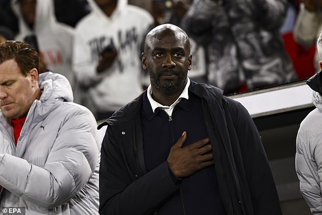Otto Addo, pictured on Monday night, has been sacked by Ghana ahead of the World Cup
