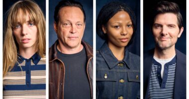 Maya Hawke, Vince Vaughn, Myha'la, and Adam Scott in Den of Geek studio at SXSW 2026.