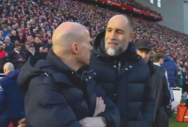 Fans believe Igor Tudor mistook Tottenham's liaison officer Allan Dixon for Arne Slot at Anfield