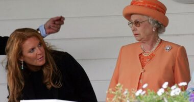She likened the late Queen Elizabeth II to her mother figure, but according to royal commentator Richard Fitzwilliams, Sarah Ferguson betrayed the former monarch (pictured together in Windsor in 2004)