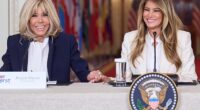 Pictured: France's first lady Brigitte Macron with U.S. first lady Melania Trump during the 'Fostering the Future Together Global Coalition Summit'
