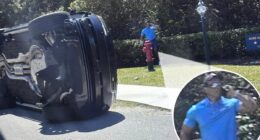 First photos of Tiger Woods at scene of rollover car crash shortly before DUI arrest revealed