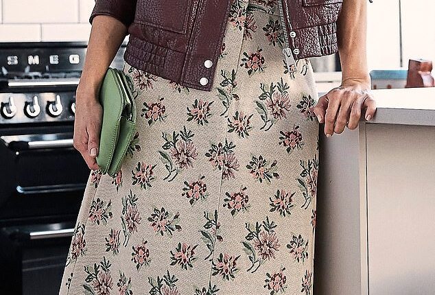 Jacket, £75, topshop.com. Shirt, £98, communityclothing.co.uk. Skirt, £72, sisterjane.com. Bag, £99, hobbs.com. Shoes, £75, next.co.uk.