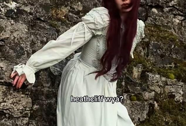 It also sparked theatrical photoshoots from white, flowy dress-wearing influencers – such as Abby Roberts , with some 15.6 million followers, who posted herself 'wandering around the moors' on the search for Heathcliff