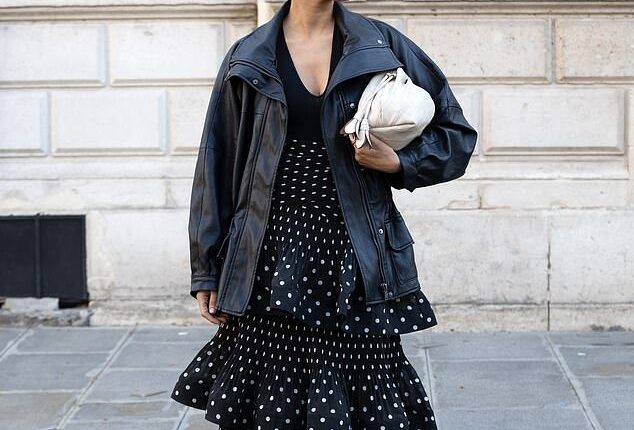Pair your polka dot dress with pieces that feel contemporary and a little undone