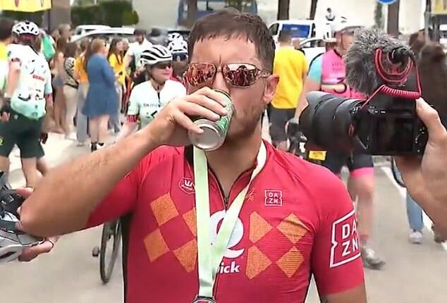 Eden Hazard celebrated cycling a 167km ride in Mallorca by chugging a beer on camera