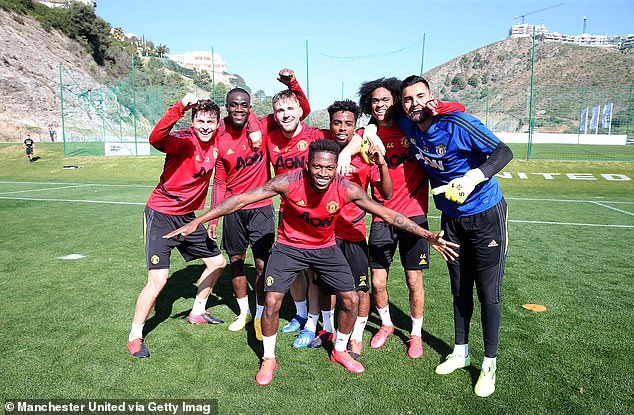 Sergio Romero (right), pictured in 2020 training with Man United team-mates, has retired