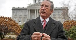 Mark Sanford speaks during a news conference in front of the Statehouse, November 12, 2019, in Concord, New Hampshire