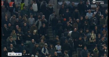 TV cameras spotted Spurs fans heading for the exits after a dismal first half against Palace