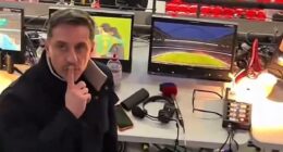 Neville, who had at first appeared to be ignoring the abuse, then turned up to the stands and put his finger to his mouth, telling the fan to be quiet