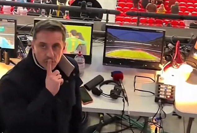 Neville, who had at first appeared to be ignoring the abuse, then turned up to the stands and put his finger to his mouth, telling the fan to be quiet