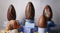 Some 104 chocolate Easter eggs were tasted by the Good Housekeeping Institute as part of its taste test, with Lindt (second from left) and Sainsbury's (top far left) earning the highest scores