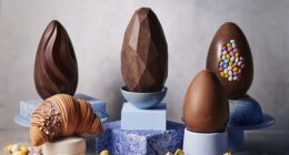 Some 104 chocolate Easter eggs were tasted by the Good Housekeeping Institute as part of its taste test, with Lindt (second from left) and Sainsbury's (top far left) earning the highest scores