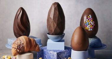 Some 104 chocolate Easter eggs were tasted by the Good Housekeeping Institute as part of its taste test, with Lindt (second from left) and Sainsbury's (top far left) earning the highest scores