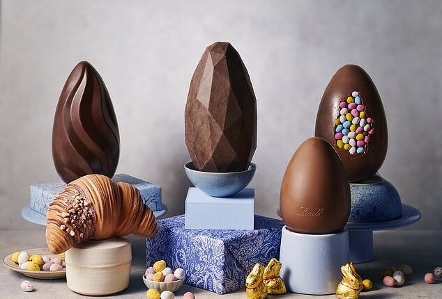 Some 104 chocolate Easter eggs were tasted by the Good Housekeeping Institute as part of its taste test, with Lindt (second from left) and Sainsbury's (top far left) earning the highest scores