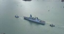 The Type 45 destroyer put to see this afternoon, more than a week after it was ordered to get ready to head to the Mediterranean