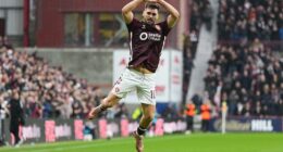 Claudio Braga celebrates his goal in Hearts' 1-0 victory over Aberdeen at Tynecastle