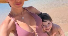 Hilaria Baldwin has made the rare move of showing off her spectacular figure while in swimsuits during her spring break vacation in a tropical location
