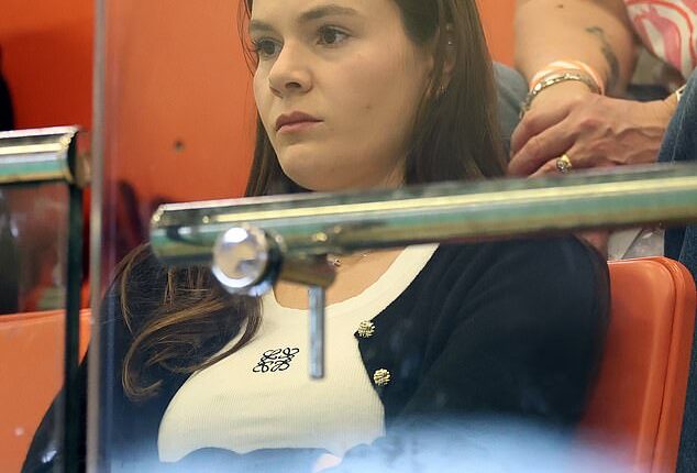 Holly Ramsay looked downcast as she watched her husband Adam Peaty compete in Edinburgh on Sunday