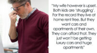 Homemaker Laments About Adult Kids Not Having Luxury Cars, Exhausted Hubby Tells Her To Get A Job