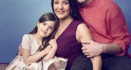 Pilli Cortese, 55, with her husband Ross Lowe, 34, and their five-year-old daughter Amelie