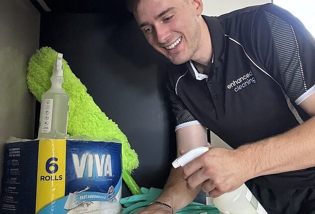 A self-confessed 'clean freak' Jason Shipway (pictured) and dubbed Australia's 'fastest cleaner' has revealed the exact products he always picks up at Woolworths