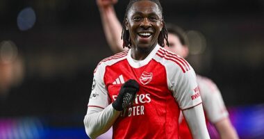 Eberechi Eze's first Champions League goal helped Arsenal book a place in the quarter-finals