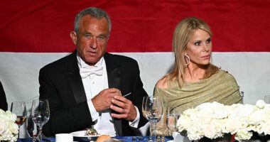 RFK Jr and Cheryl Hines attend the 79th Annual Alfred E. Smith Memorial Foundation Dinner with then¿candidate Donald Trump at the Hilton Midtown in New York, October 17, 2024