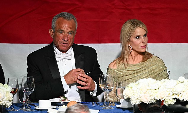 RFK Jr and Cheryl Hines attend the 79th Annual Alfred E. Smith Memorial Foundation Dinner with then¿candidate Donald Trump at the Hilton Midtown in New York, October 17, 2024