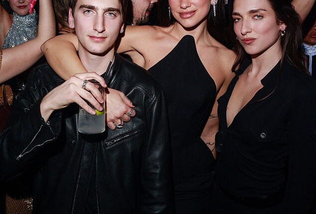 Dua Lipa enjoyed a family night out at the wild Warner BRITs after party on Sunday as she was joined by siblings Gjin, 20, and sister Rina, 24